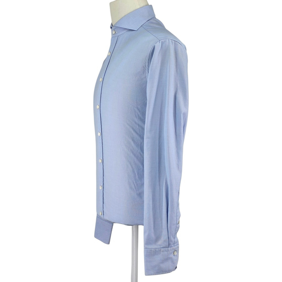 Stenströms Light Blue Micro Texture Dress Shirt Men’s 15.75 40 Fitted Cotton - Picture 3 of 13